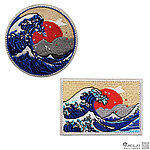 點一下即可放大預覽 -- [圓形]-和風日式浮世繪 神奈川刺繡 魔術臂章